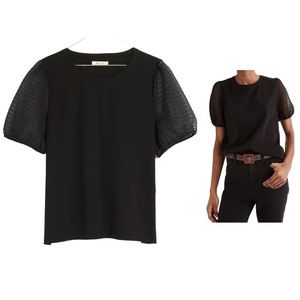 Madewell Sheer Sleeve Top Blouse Size Small